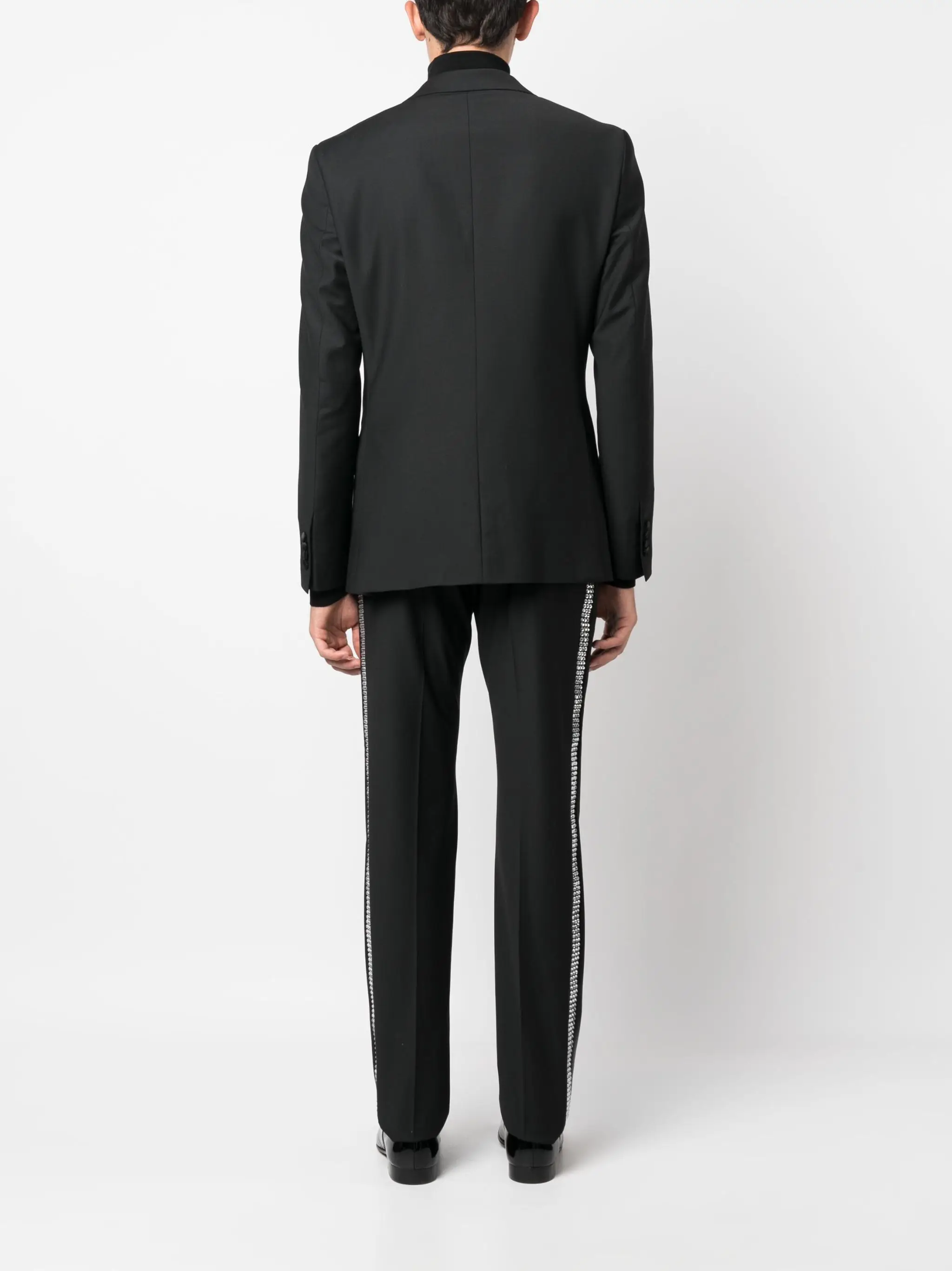 Luxury Crystals Men Suits Set 2 Pcs Black Blazer+Pant Trousers Wedding Tuxedos Formal Office Groom Prom Male Jacket Coat