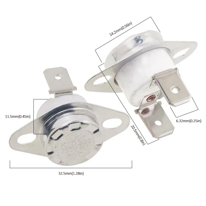 Joli de température en céramique, KSD302, 16A, 250V, 40-300 degrés, KSD301, normalement fermé, ouvert, Thermoandre45C, 85C, 95C, 135C, 160C, 220C,