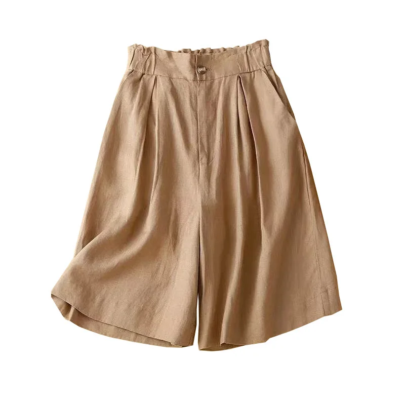 Wide Leg 2025 New High Waisted Five Quarter Length Pants With A Sense Of Sagging. Summer Loose Thin Breathable Cotton And Linen