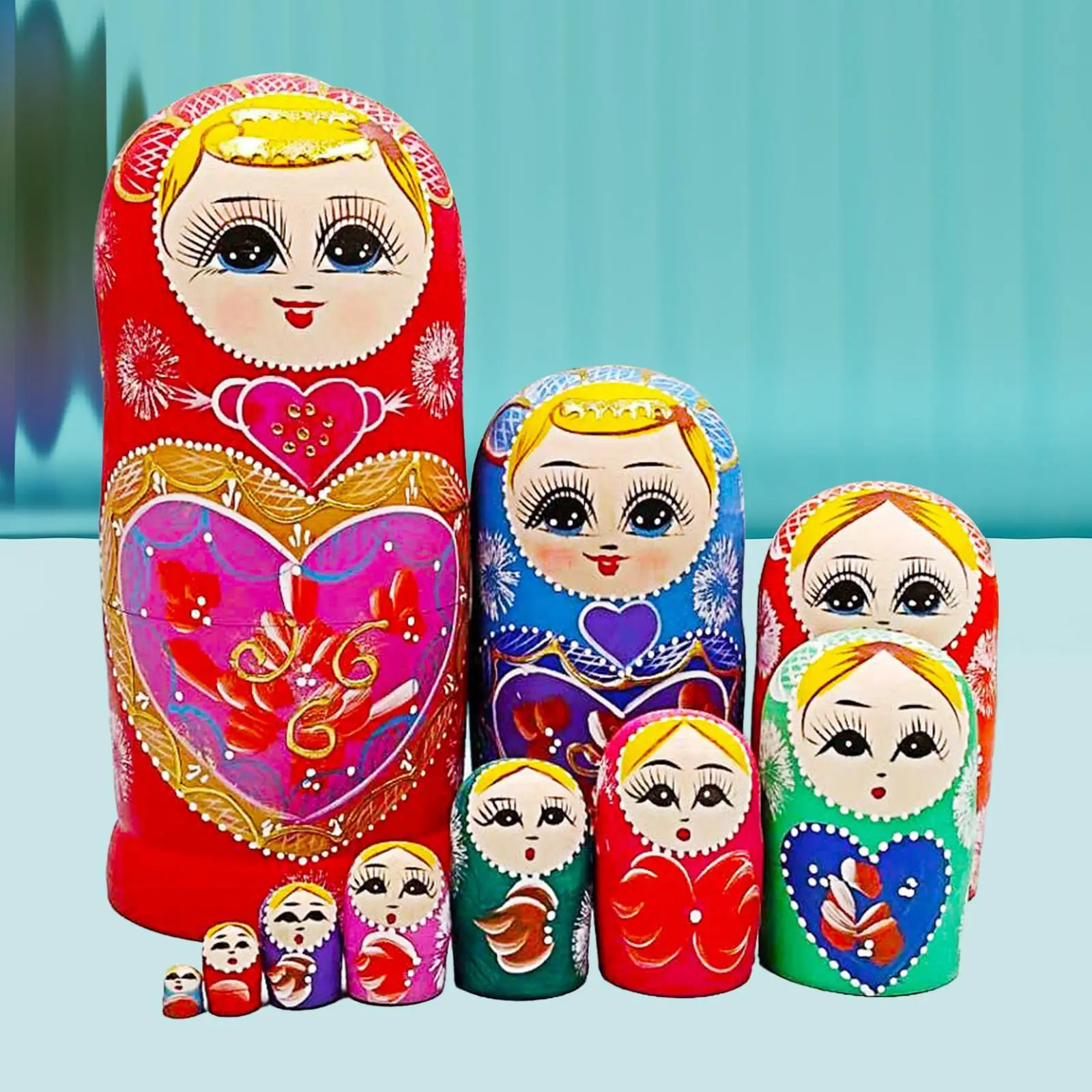 دمية خشبية متداخلة ماتريوشكا ، متمنيا هدية ، تزيين لعبة ، 10 من Matryoshka