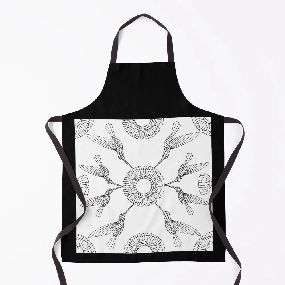 

Hummingbirds Line Art Design Apron Womens Dresses Camping painting Kitchen on the wall Apron