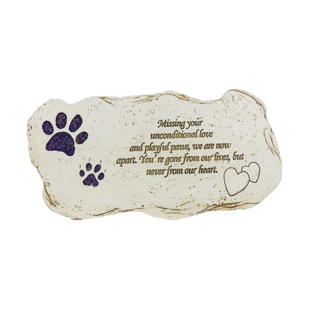 

Shinning Pawprints Pet Memorial Stones for Dogs or Cats - Hand Painted Pet Dog Garden Stones Grave Markers Stepping Stones