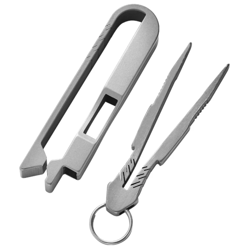 

Titaniums Alloy Tweezers Camping Tweezer Tool Outdoor Survival Pick Up Tweezers Keychain Pendant Waist Hang Tools