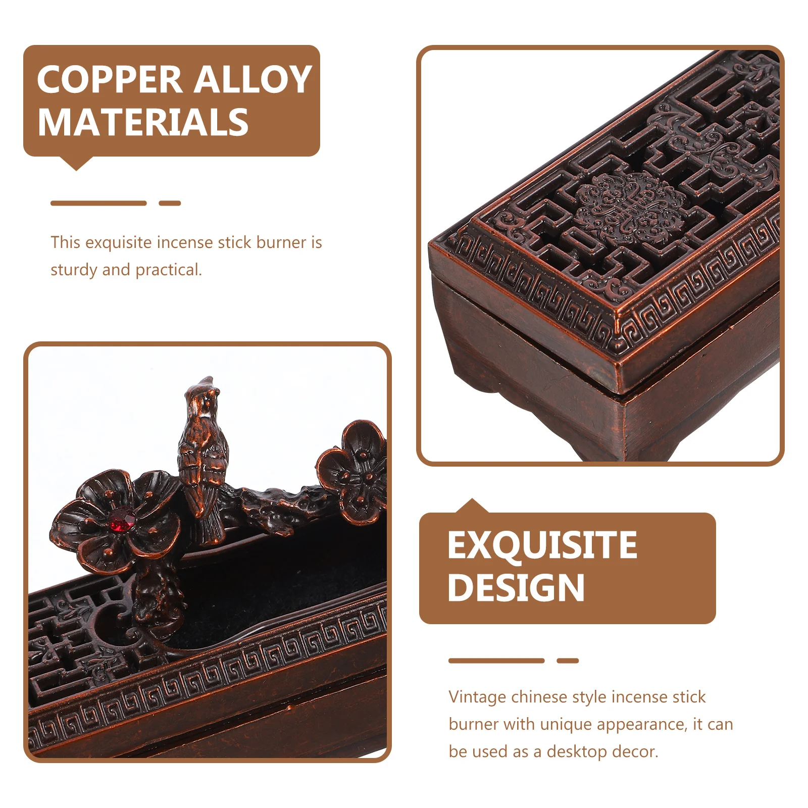 

Vintage Chinese Style Incense Stick Holder Burner For Aromatherapy Metal Desktop Decor Incense Cone Holder Aroma Burner