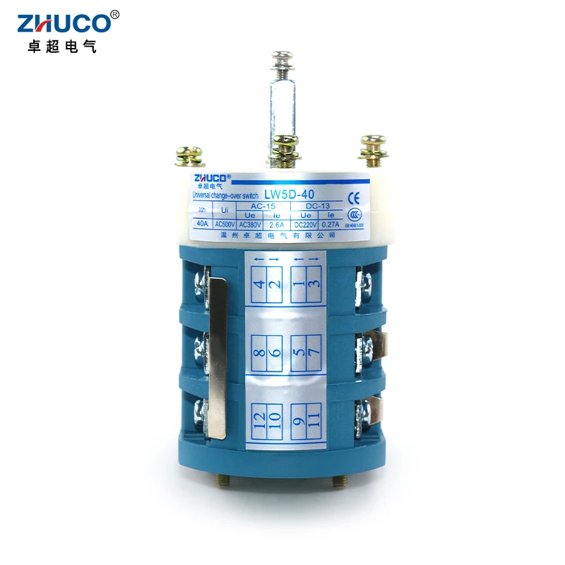 ZHUCO LW5D-40/ZC.3N3.3 40A 500V 3 Position 12 Screws Rotary Selector Transfer Changeover Special Switch For Tire Removal Machine