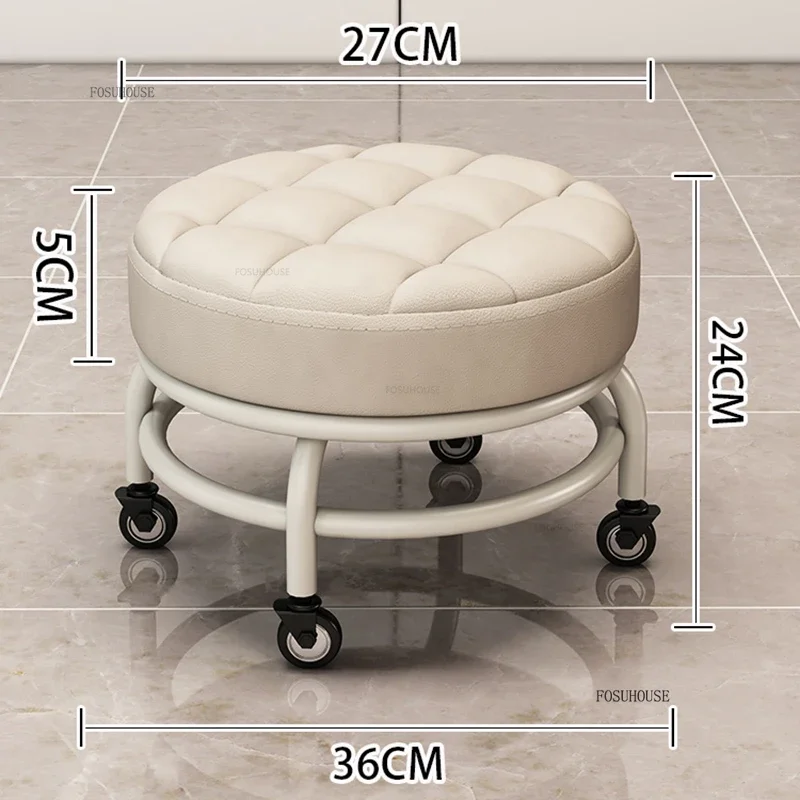 Luxury Small Pedicure Chairs Beauty Salon Professional Chair Creative Salon Furniture Home Soft Bag Round Low Stool with Wheels