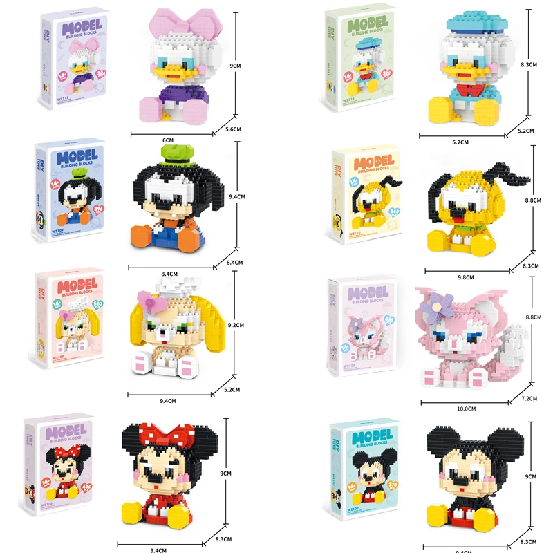 Animation Building Blocks Mickey Minnie Don Puppy Cartoon Model Miniature Building Blocks Action Doll Children's Toy Christmas G