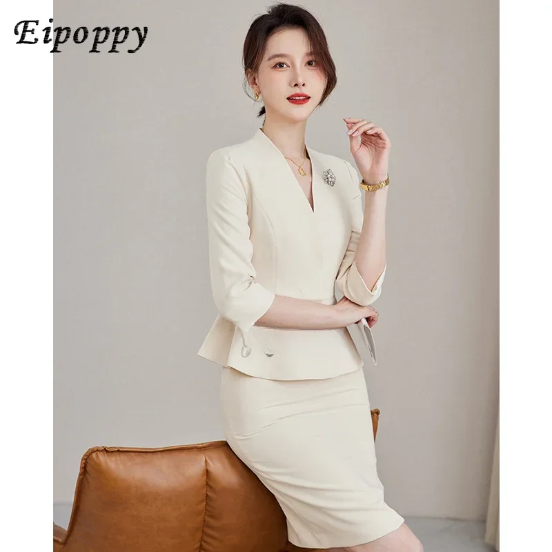 Mid sleeve professional suit, feminine and fashionable summer