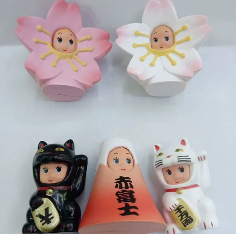 

Меняющаяся точка кукла-чиби, слепая коробка, Lucky Cat Mount Fuji Cherry Blossom Kawaii, мини-фигурка, декор для рабочего стола, подарки на день рождения