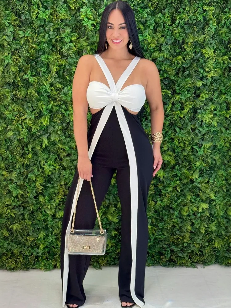 

Сплошной цвет, женские комбинезоны на лето-осень, свободные модные уличные комбинезоны без рукавов, широкие брюки, брюки 2025