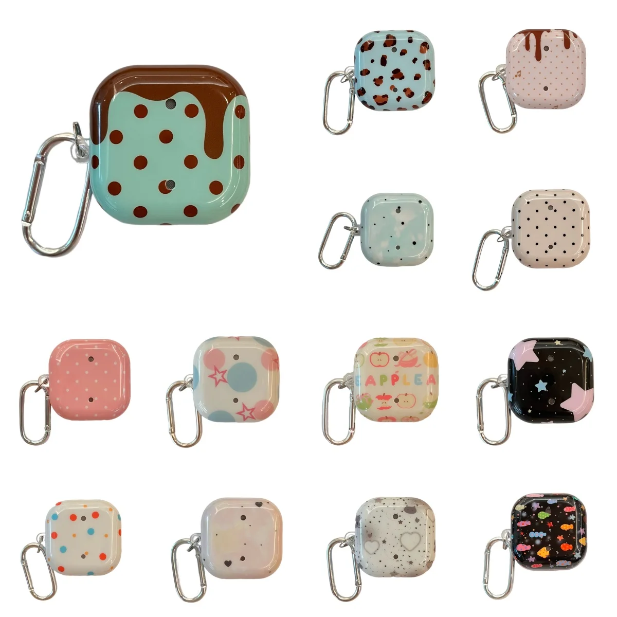 IMD Hard PC Case For Samsung Galaxy Buds 4 3 2  Polka Dot Print Shockproof Protective Cover With Keychain Earphone Accessories