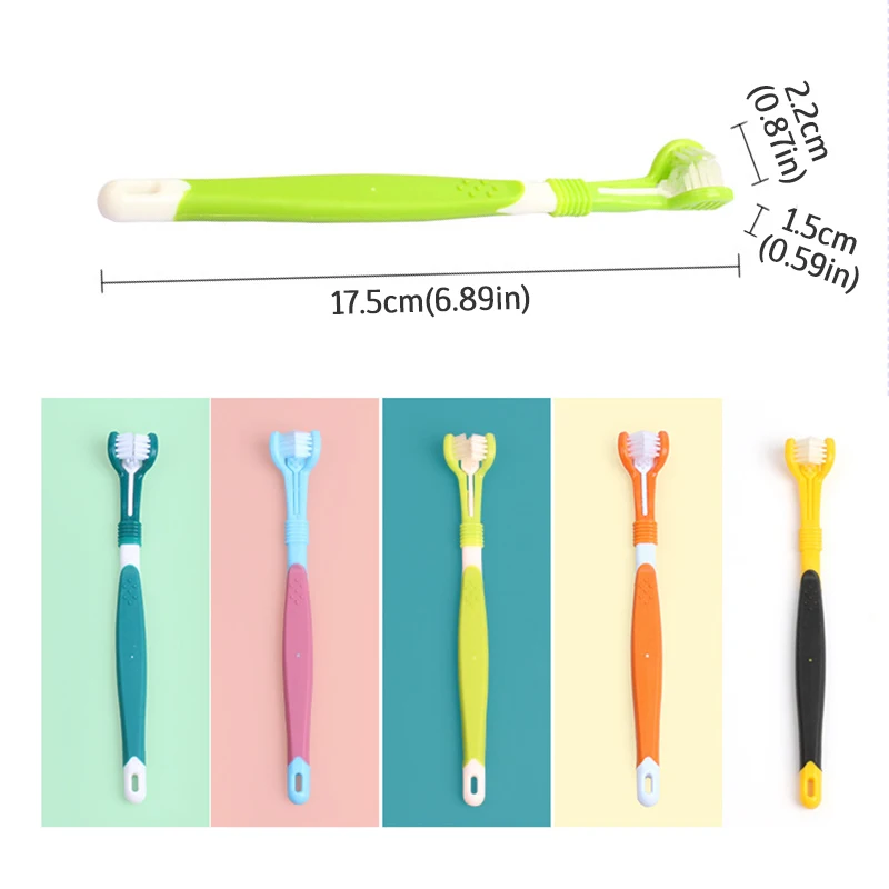 Three Sided Pet Toothbrush Three-Head Multi-angle Toothbrush Cleaning Dog Cat Brush Bad Breath Teeth Care Tool dog accessories