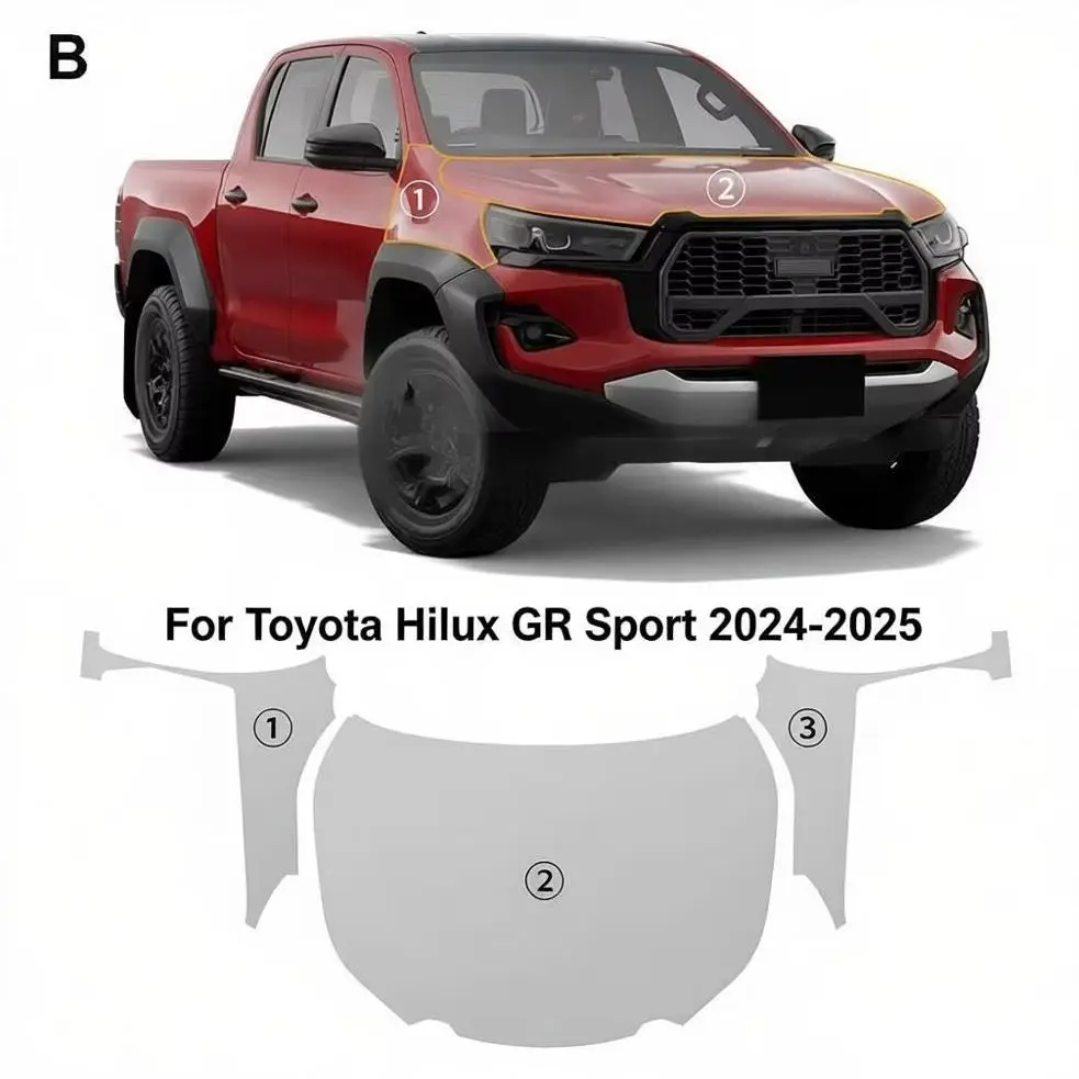 

For Toyota Hilux GR Sport 2024-2025 TPU Bumper Hood Scratch-Resistant Self-Healing Paint Protection Film Invisible Pre-cut PPF