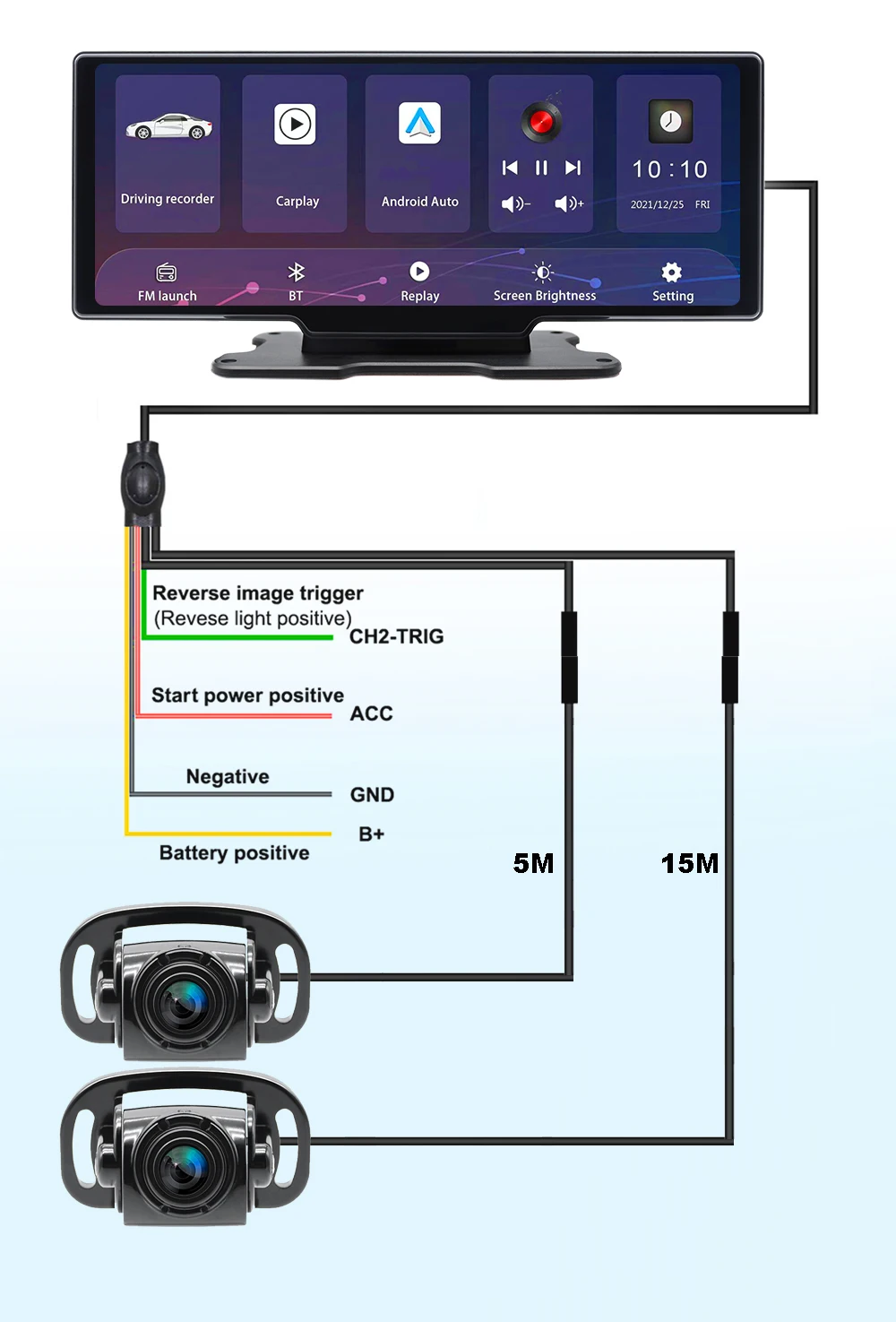 IPoster-Cámara de salpicadero de 10,26 pulgadas, Monitor de espejo retrovisor inalámbrico, Carplay, Android, DVR automático, navegación GPS para camión RV