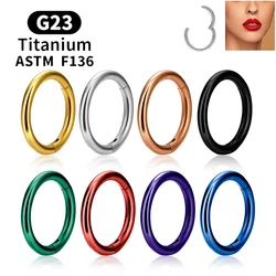 ASTM F136 Titanium Septum Piercing Round Nose Rings Hoops 16/18/20G Hinged Segment Ear Tragus Cartilage Helix Earrings Jewelry