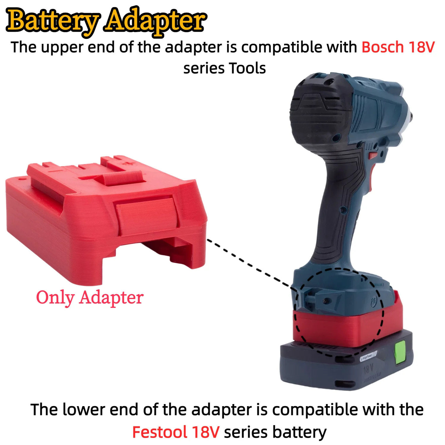 Battery Adapter/Converter for Festool 18V Li-ion Battery TO Bosch 18V Cordless Drill Tools Accessory(Only Adapter)