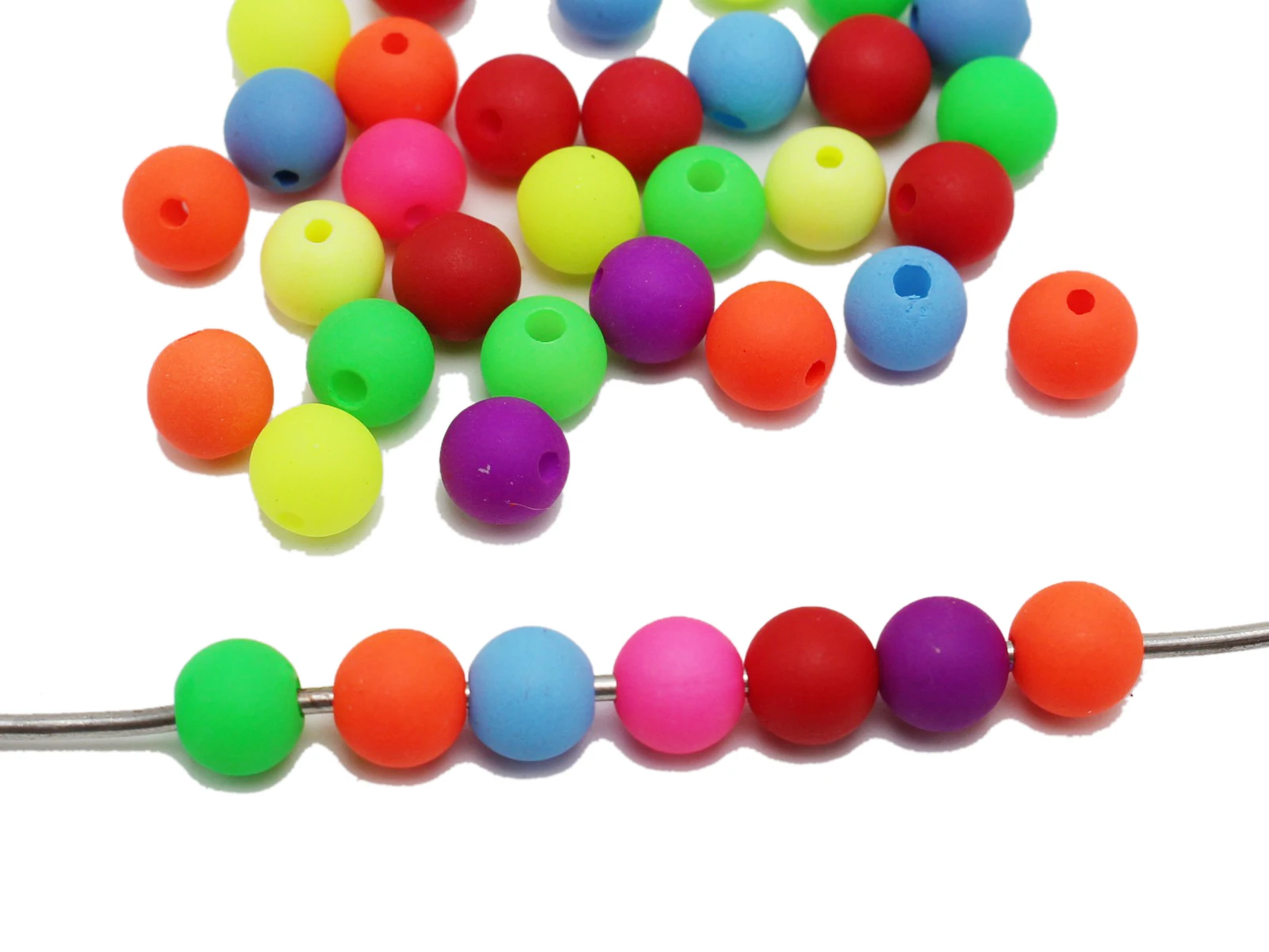 Mixed Frost Neon Color Acrylic Round Beads 5mm 6mm 8mm 10mm Smooth Ball