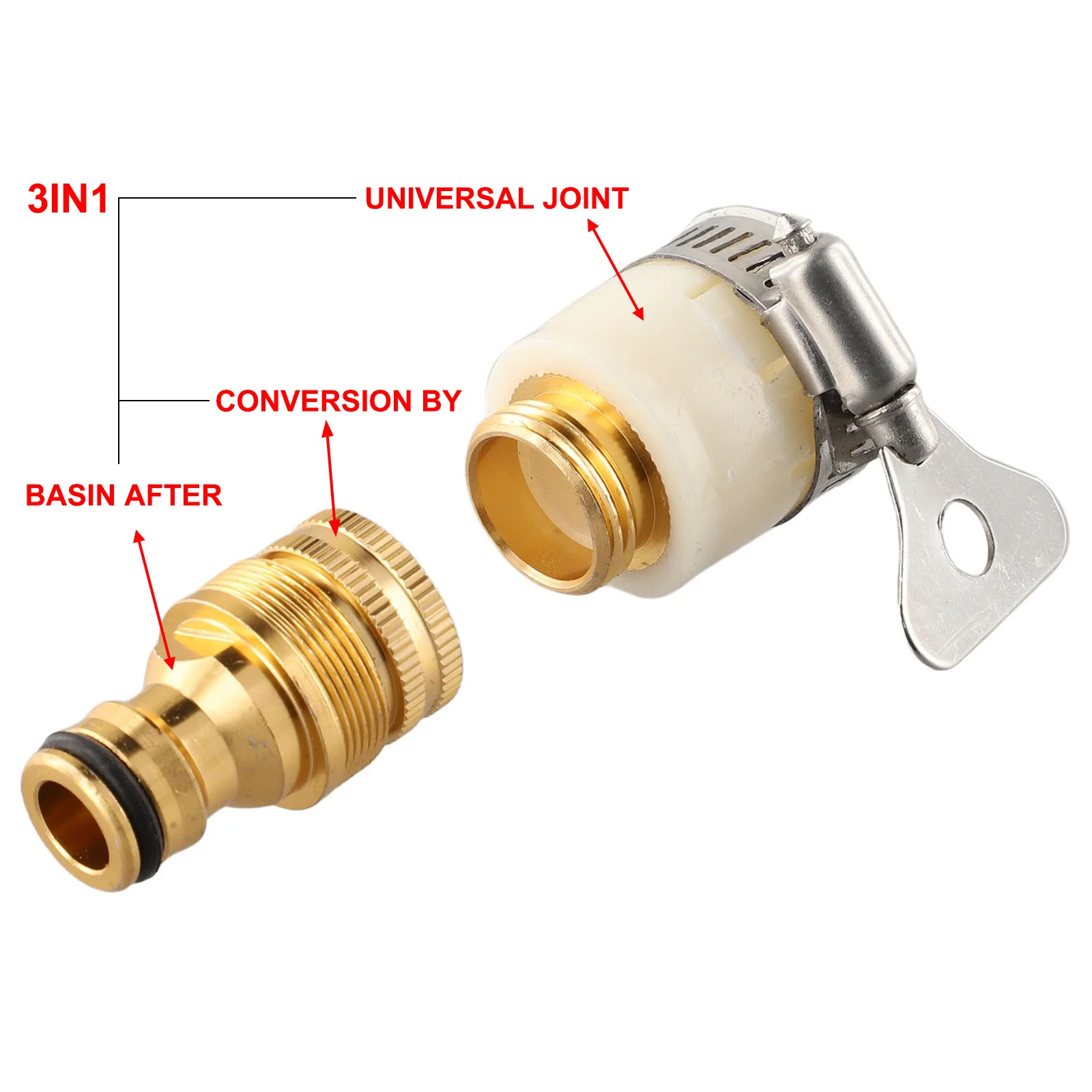 Adaptor keran air taman, selang air, adaptor keran pas dengan 3 ukuran benang berbeda untuk banyak tujuan