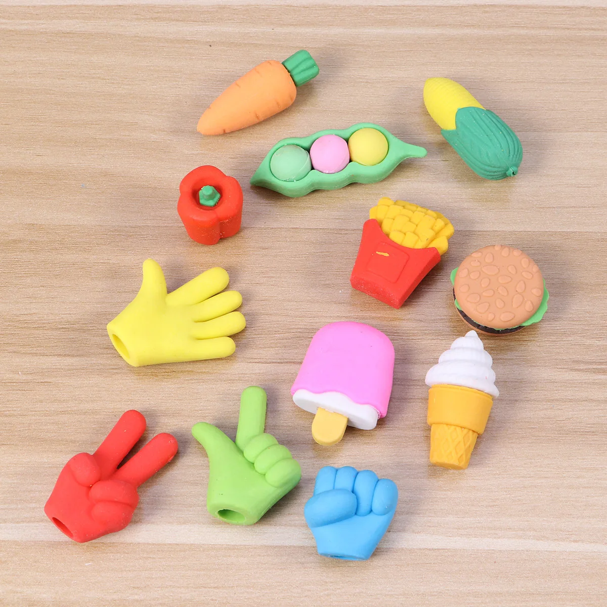 

23 Pack Pencil Erasers Assorted Vegetable Cake Finger Erasers Realistic Puzzle Erasers for Party Favors Games Prizes Carnivals S