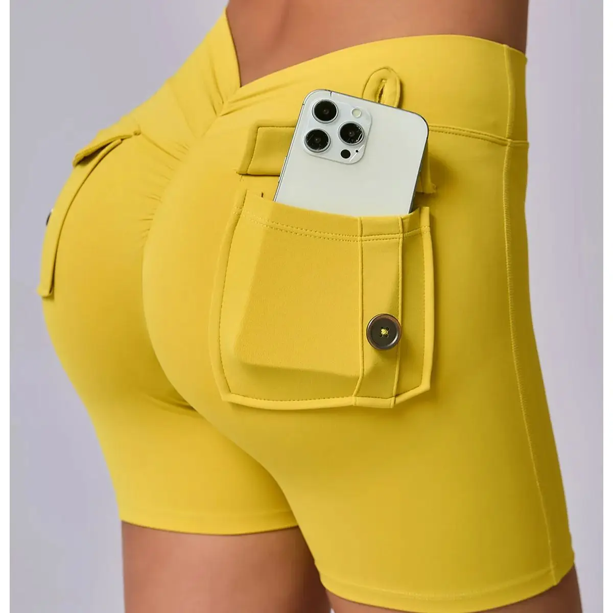 Yoga Shorts for Women Pocket Scrunched Butt Gym Leggings High Waist Push Up Tights Sexy Booty Quick Drying Sports Shorts Fitness