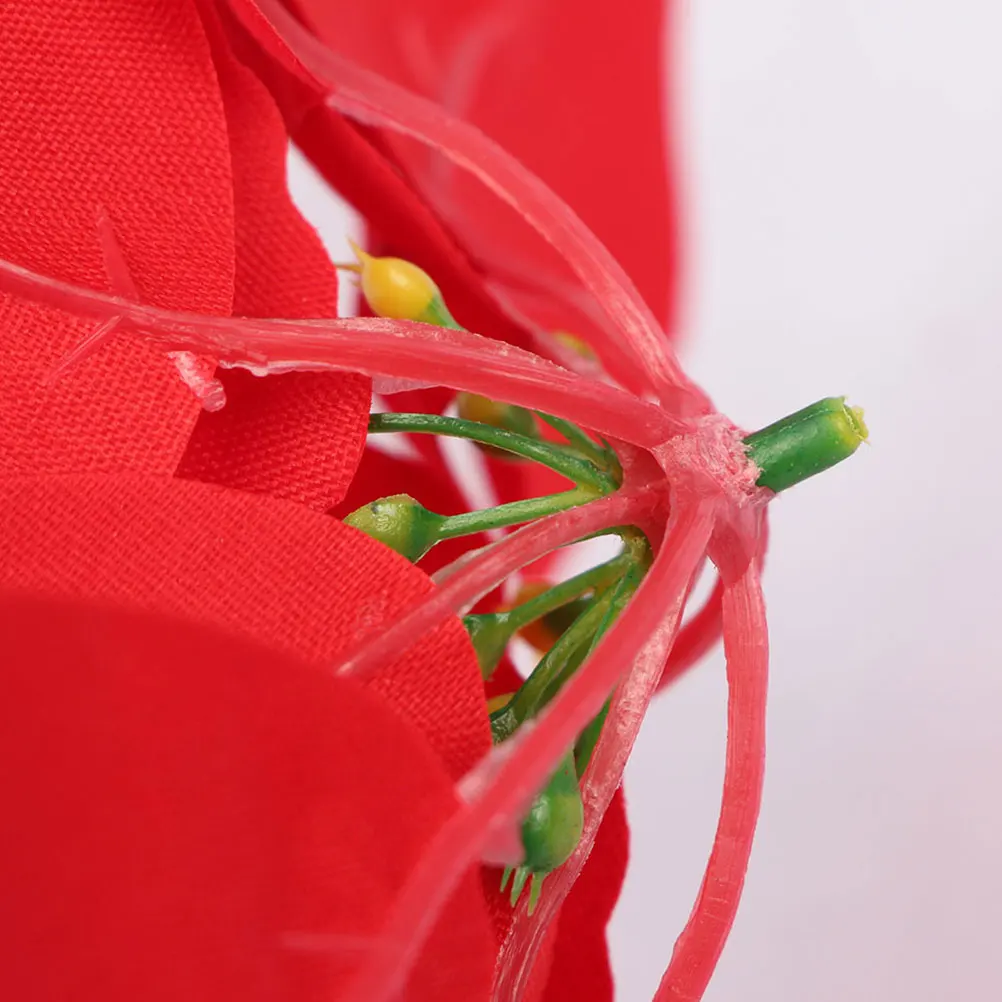 

20 Pcs Flocked Christmas Ornaments Flower Fake Flowers Faux Wreath Red Artificial Plants Trimmings