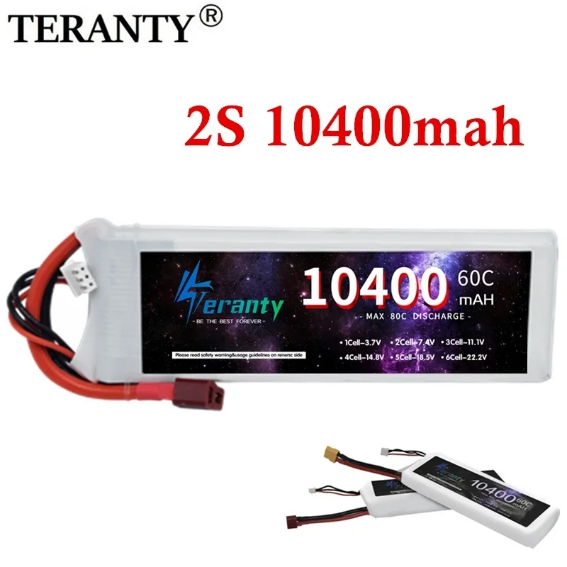 

10400MAH Battery 7.4V 2S LiPo Battery XT60 XT90 Plug For RC Drone Car Airplane Helicopter High Power Toy Accessories 60C