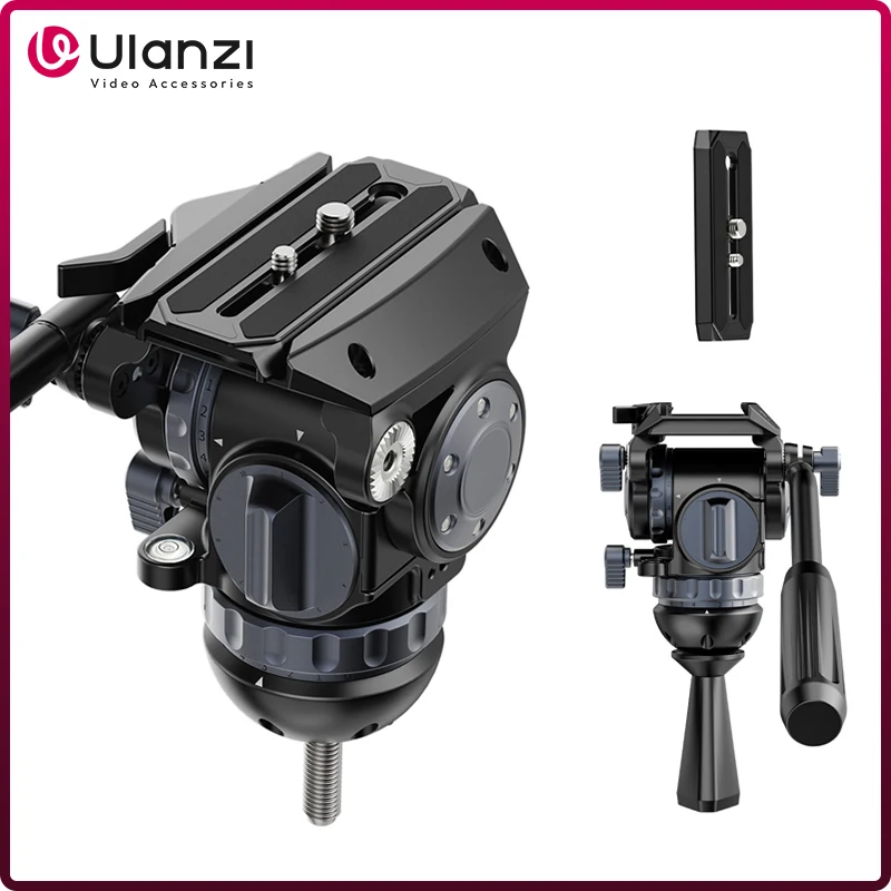 Ulanzi Video Fast Heavy Duty Fluid Video Head Dynamic Balance Hydraulic Ballhead w Quick Release Plate for Tripod Max Load 10KG