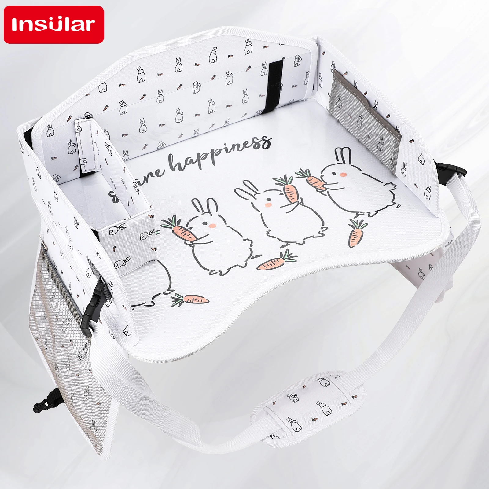 Bandeja de viagem para crianças, bolso de armazenamento, à prova d'água, placa de pintura de brinquedo, assento de segurança portátil, mesa dobrável, placa de pintura montada em veículo