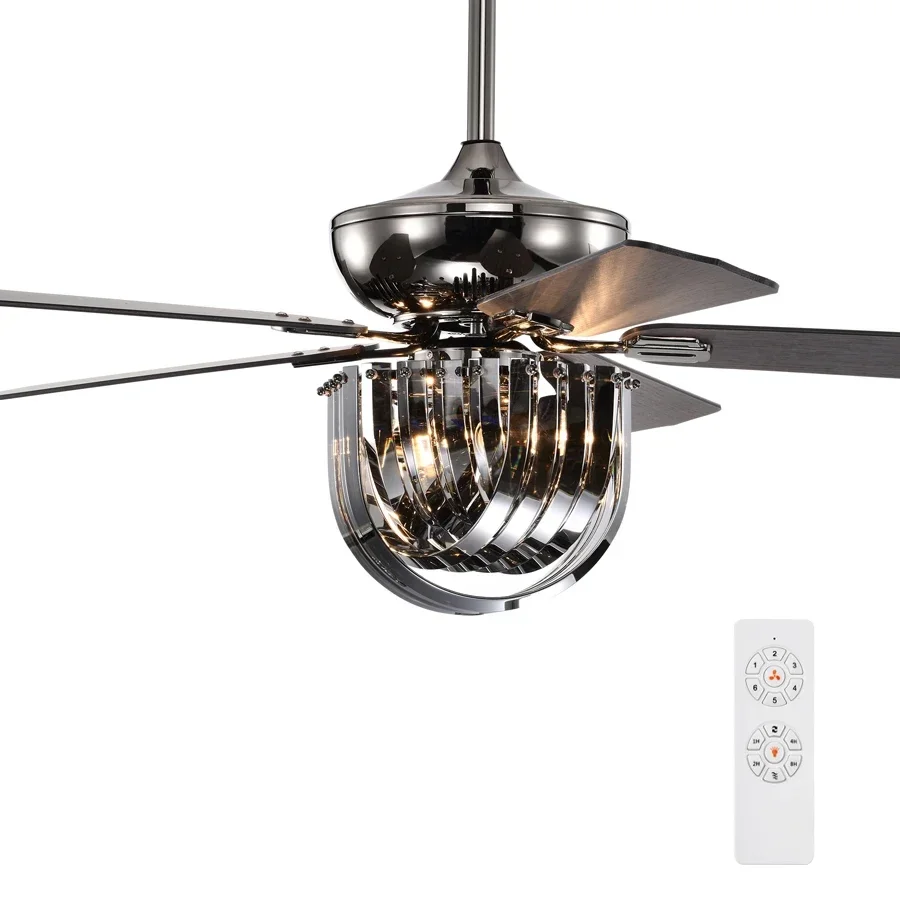 modern residential home decorative remote control crystal ceiling fan with light luxury chandelier led ceiling fan 52 inch