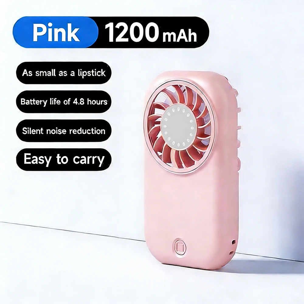 Handheld Mini Lash Fan, 1200mAh Small Portable USB Rechargeable Personal Makeup/Eyelash Fan with 5 Speeds for Women Mom Girls