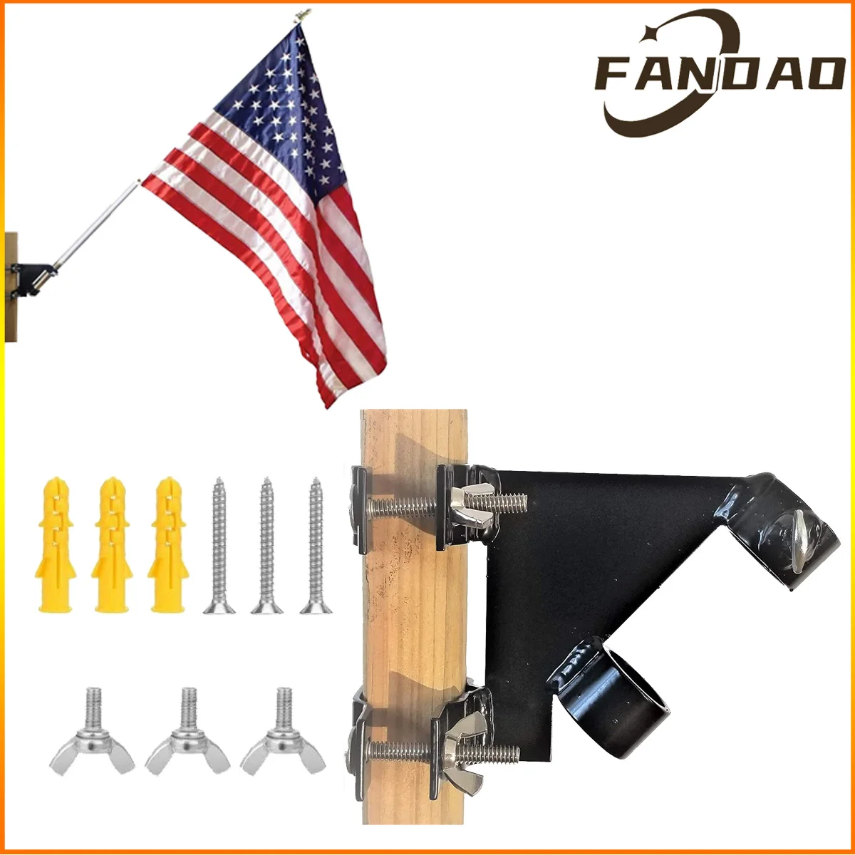 

No Drilling Flagpole Holder for Balcony Railing/Deck Railing Flag Pole Mount for Porch & Fence Rail Apartment Balcony Railing