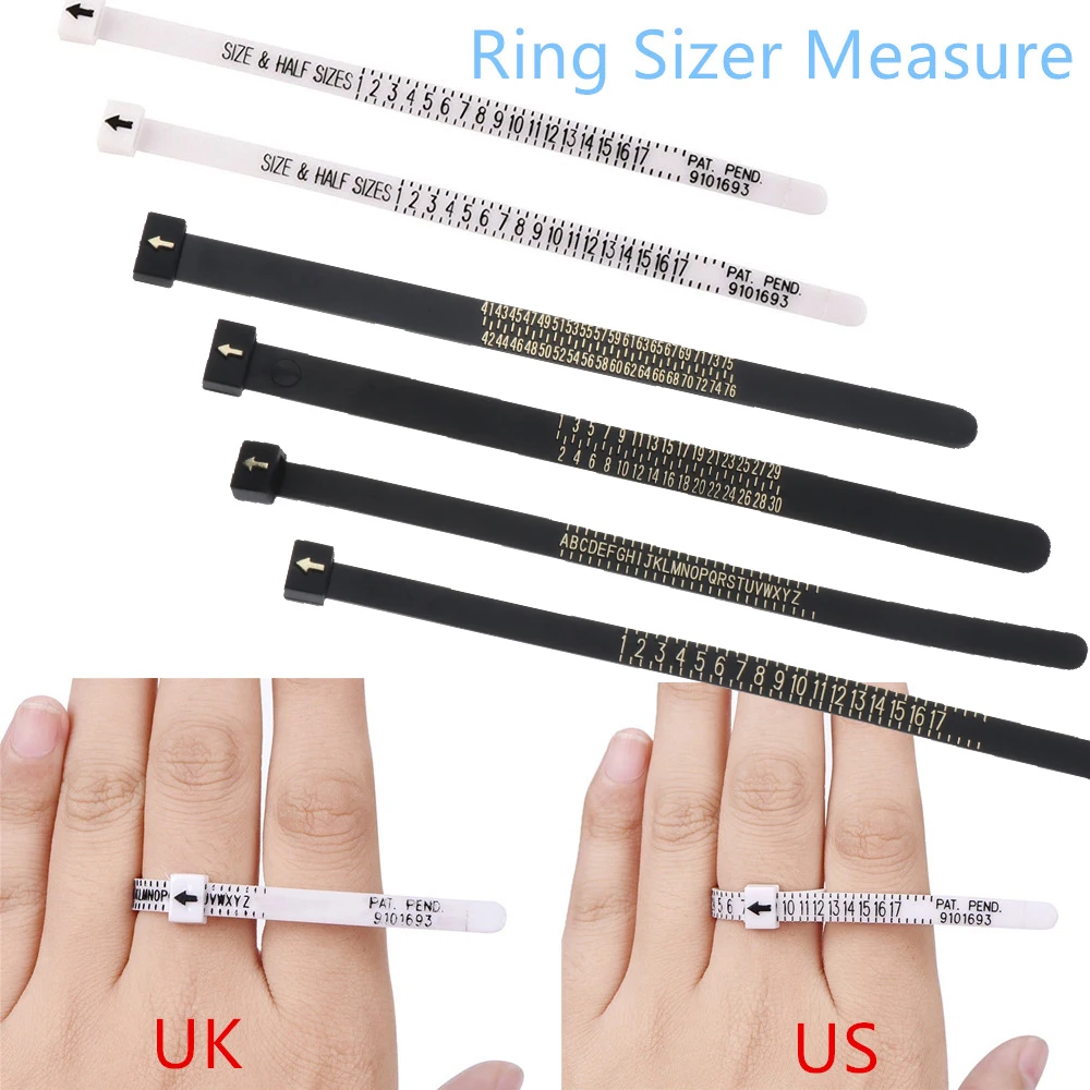 1pc Ring Sizer White/Black UK/US/EU/JP British/American Wedding Ring Band Finger Gauge Genuine Tester Ring Sizer Measure A-Z