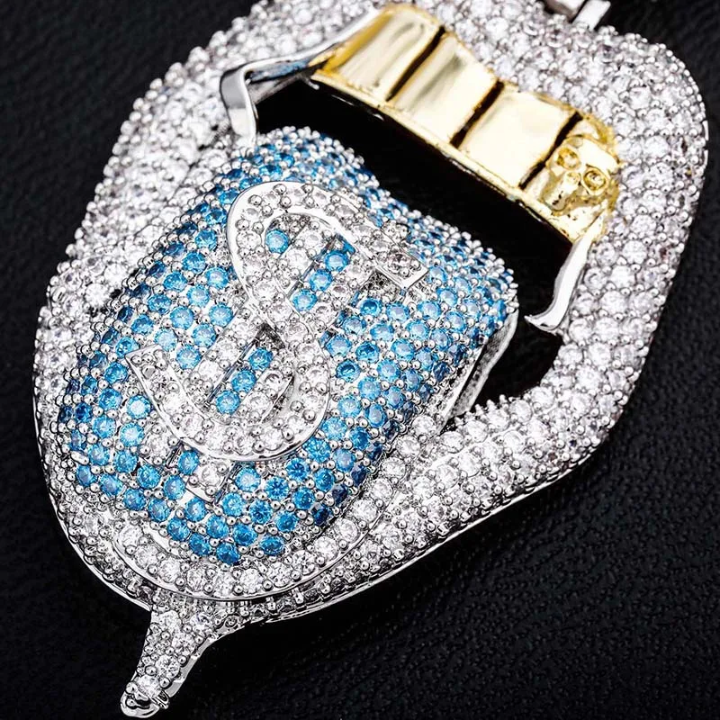 Hip Hop Claw Setting 5A+ CZ Stone Bling Iced Out Dollars Mouth Tongue Pendants Necklaces for Men Rapper Jewelry Drop Shipping