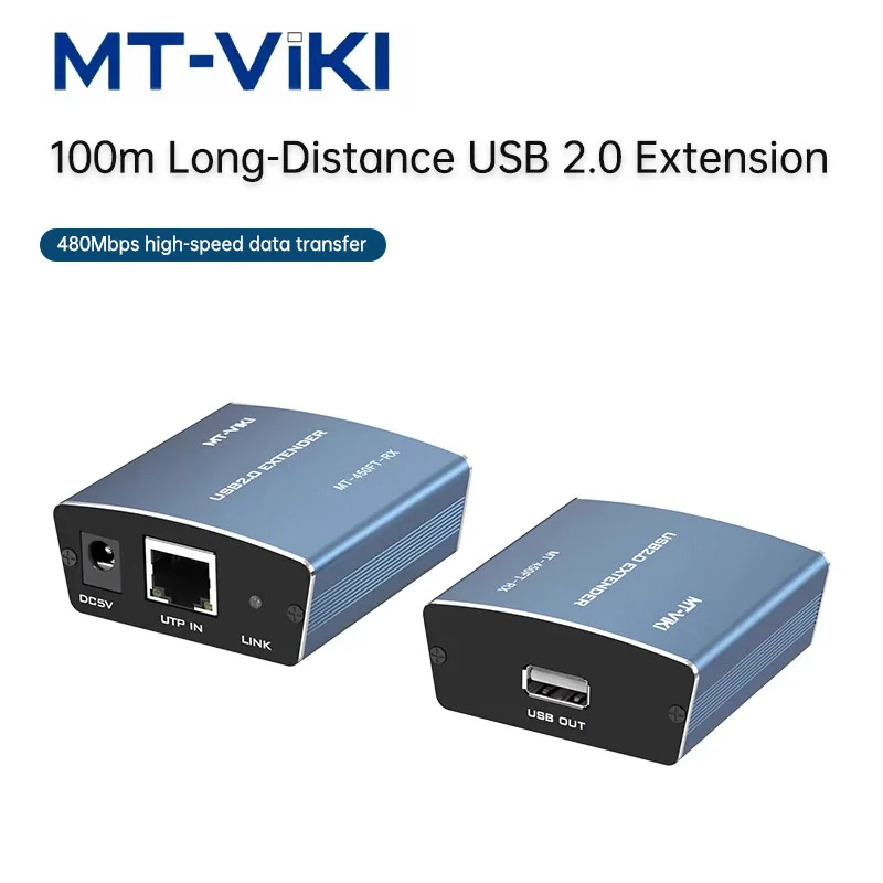 MT-VIKI USB2.0 Extender 100M USB To RJ45 Amplifier USB Extender Over UTP Cat5E/Cat6 Cable for Webcam Camera Mouse Printer U Disk