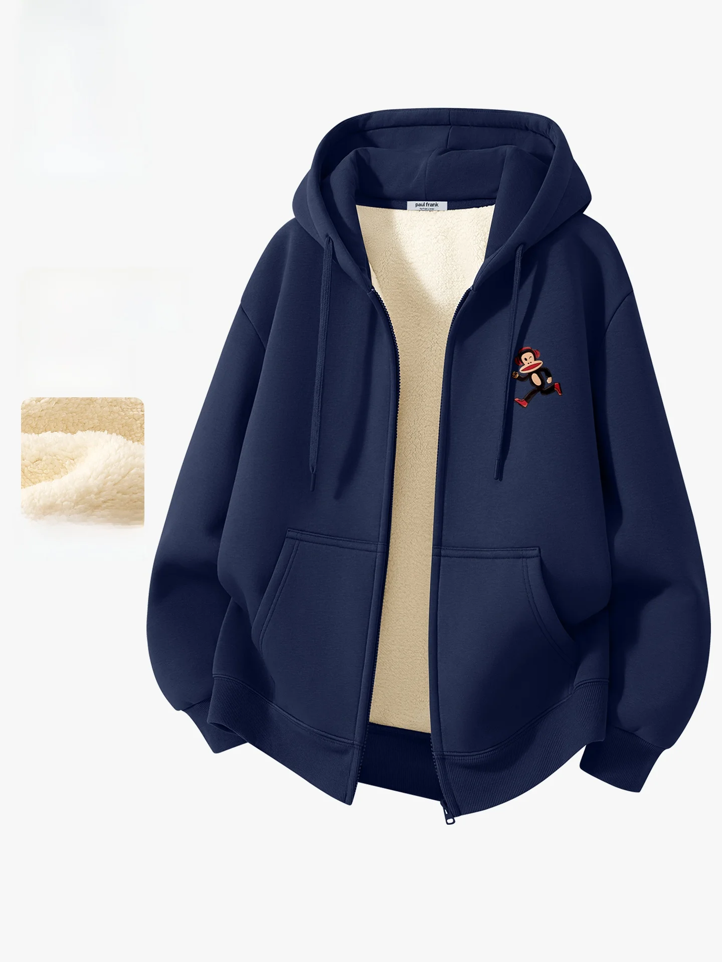 

Winter New Men's Hooded Jaet Thiened Fce Hideaway Winter Sweatirt Blue Streetwear Casual Coat