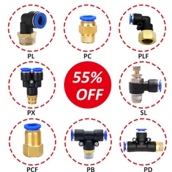 Pneumatic Hose Fitting PC/PCF/PL/SL Tube 4mm 6mm 8mm Thread 1/8