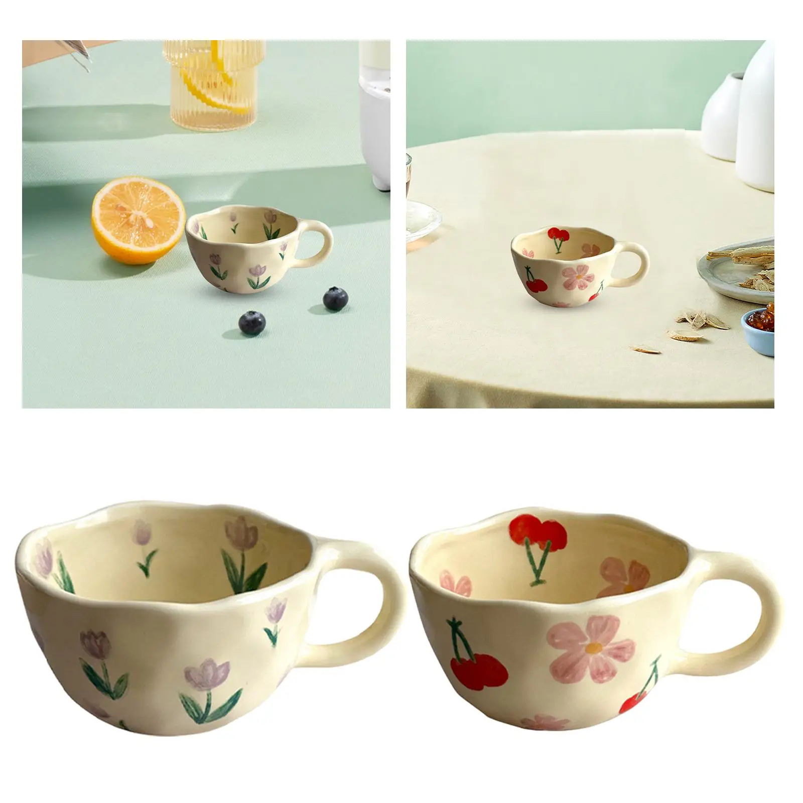 كوب قهوة من السيراميك متين ومبتكر مع زهرة لمطبخ الزفاف المنزلي #4