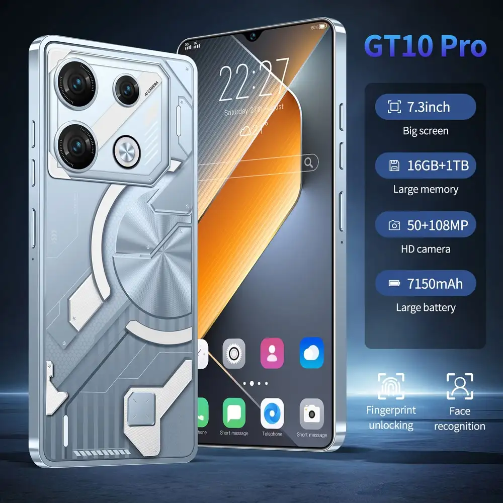 Original Global Version GT-10 Pro Smartphone case with  HD7.3 Screen 16G+1T 5G Dual Sim Celulare Android Unlocked Mobile Phones