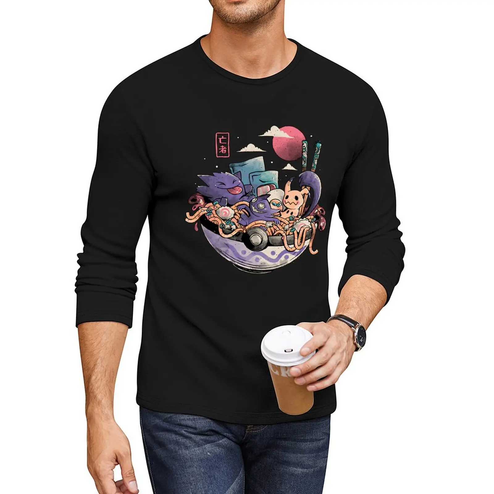 

Ramen Ghost Bowl Long T-Shirt anime clothes Tee shirt t shirt men