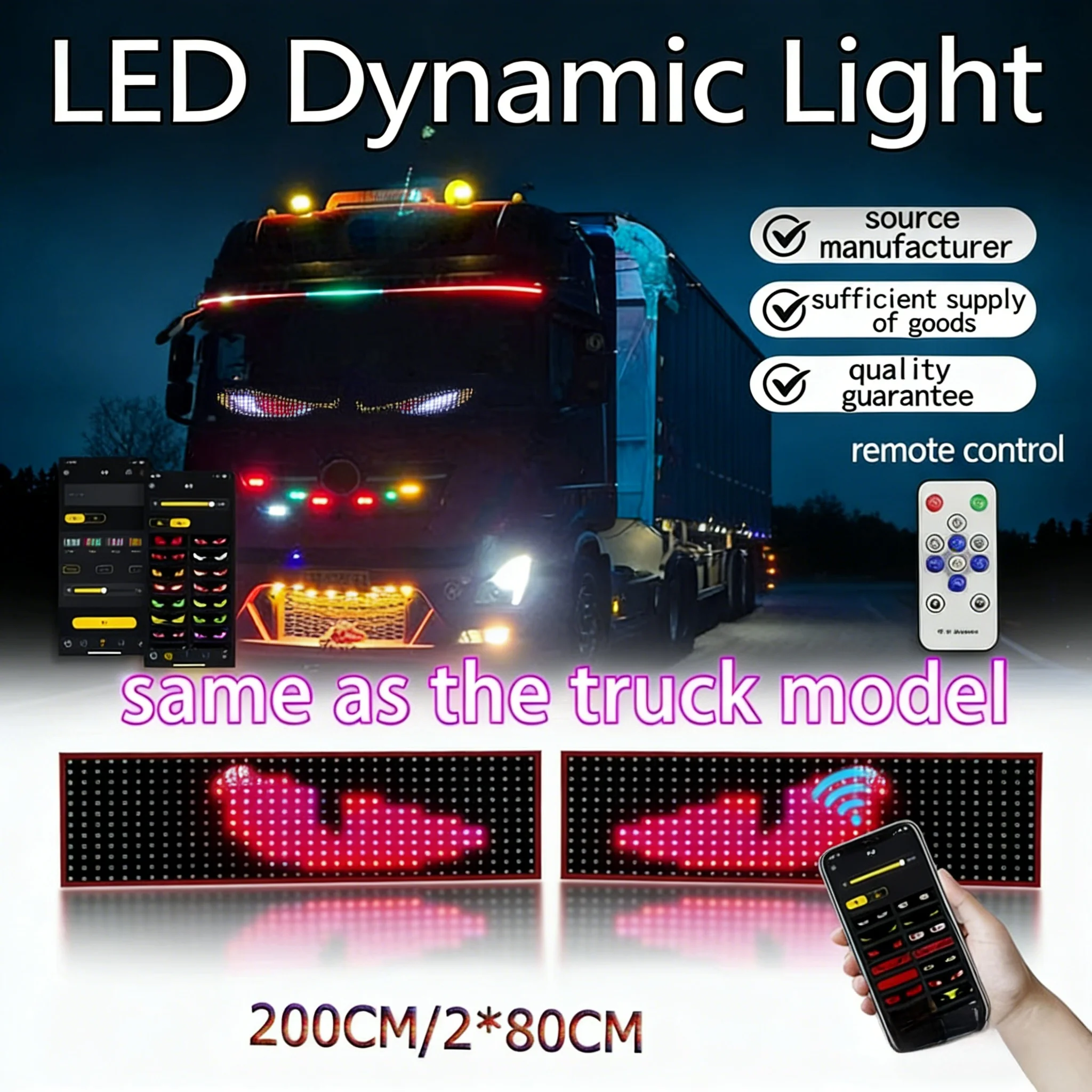 

LED Truck Car Devil Eye LED Pixel Panel Light Car Windshield Truck Eye for Board Windshield Car Graffiti Scrolling Truck Light