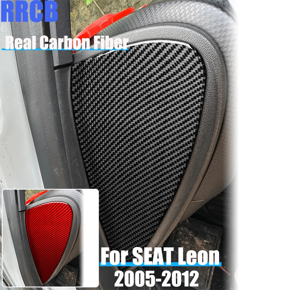 Real Carbon Fiber Car Accessories Dashboard Side Soft Cover Sticker For SEAT Leon MK2 2005 2006 2007 2008 2009 2010 2011 12