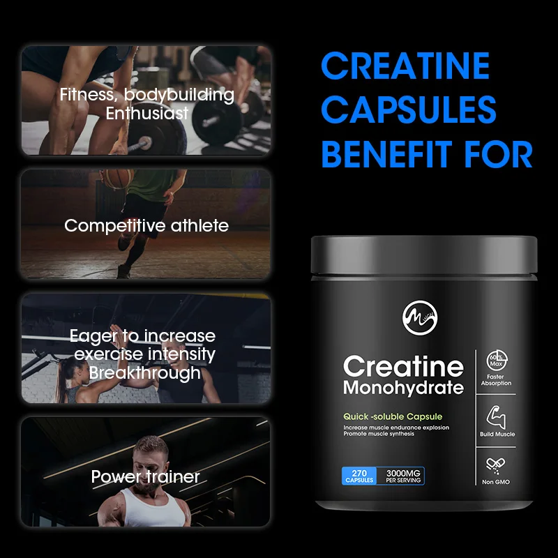 Creatine Monohydrate Protein Supplements - Pre/post Workout, Fitness, Strength, Muscle Building Provide Energy Supplements