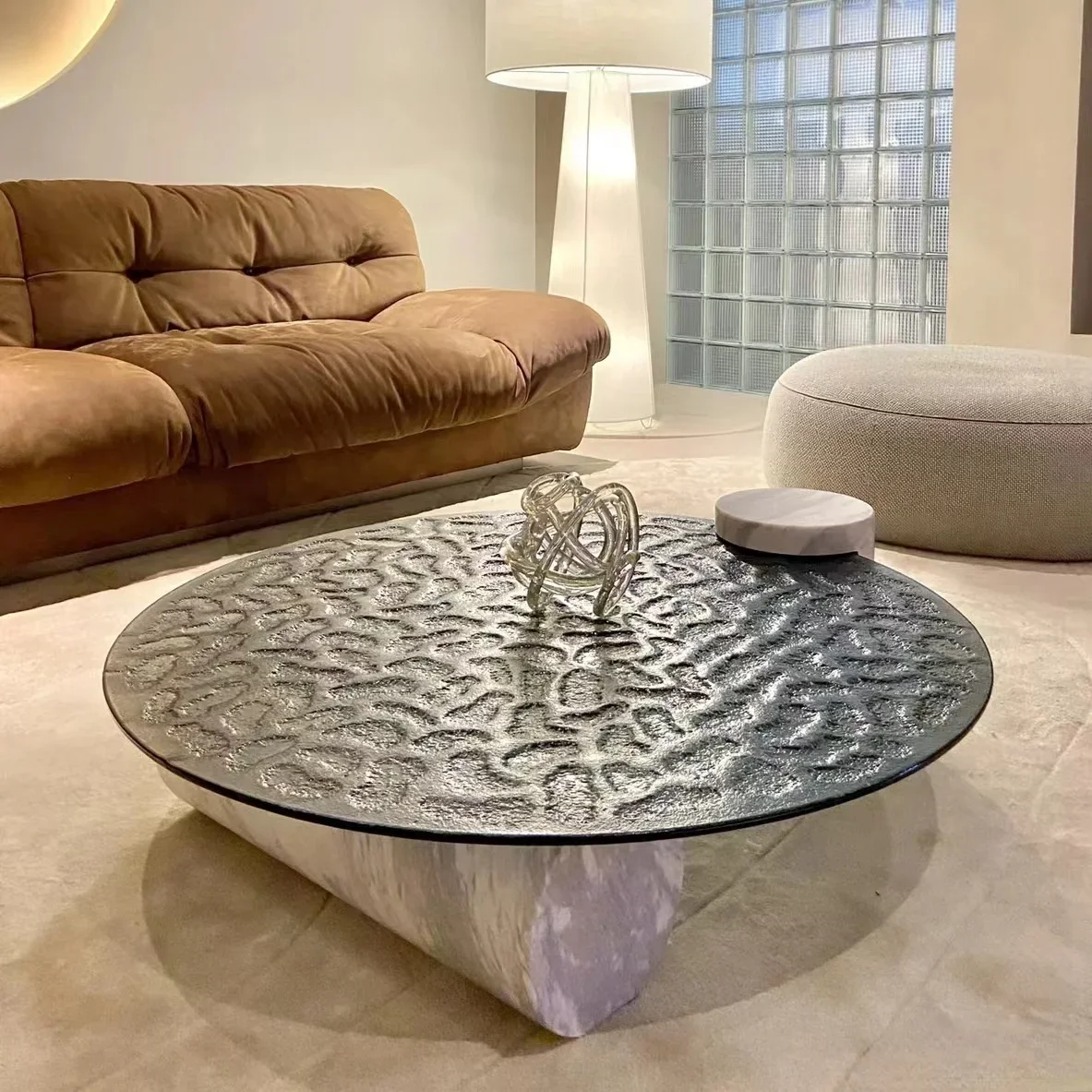 

Luxury Modern Living Room Italian Design Low Marble Glass Coffee Table Natural White Marble Coffee Tables