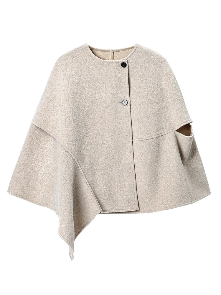 Otoño Invierno mujeres capas Poncho elegante sólido asimétrico abrigo chal Capa Para capa suelta abrigo elegante ocasión Formal Casual