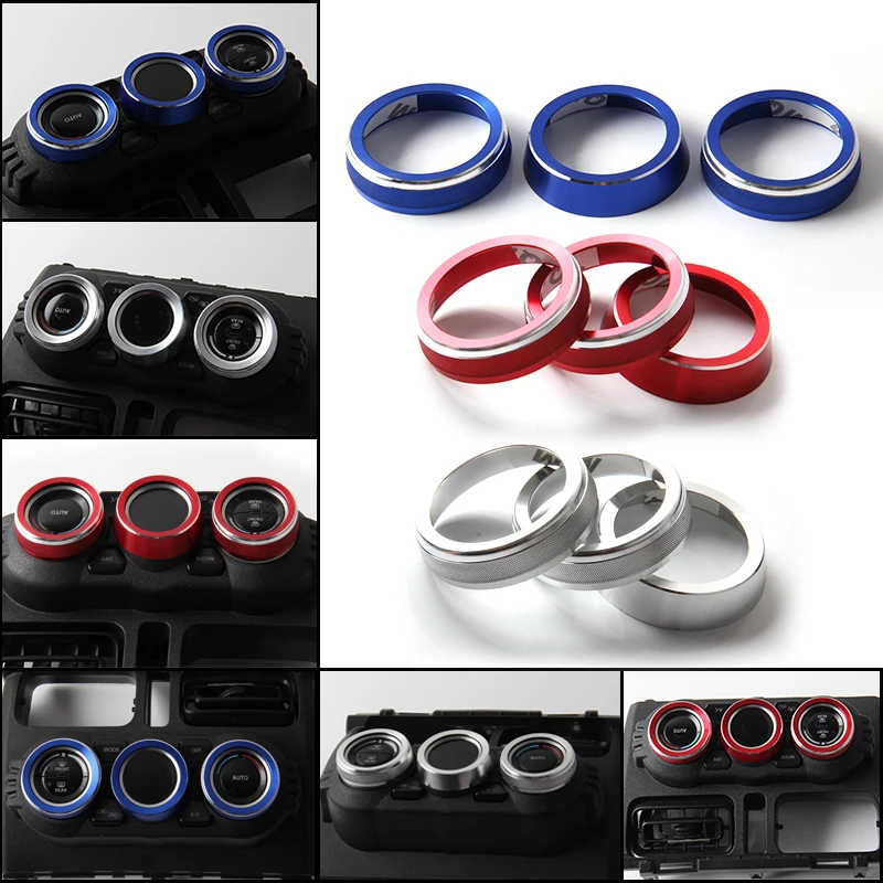 3pcs Air Conditioning Knob Decorative Cover Switch Trim for Suzuki Jimny JB64 JB74 JB64W JB74W 2018 2019 2020 2021 2022 2023