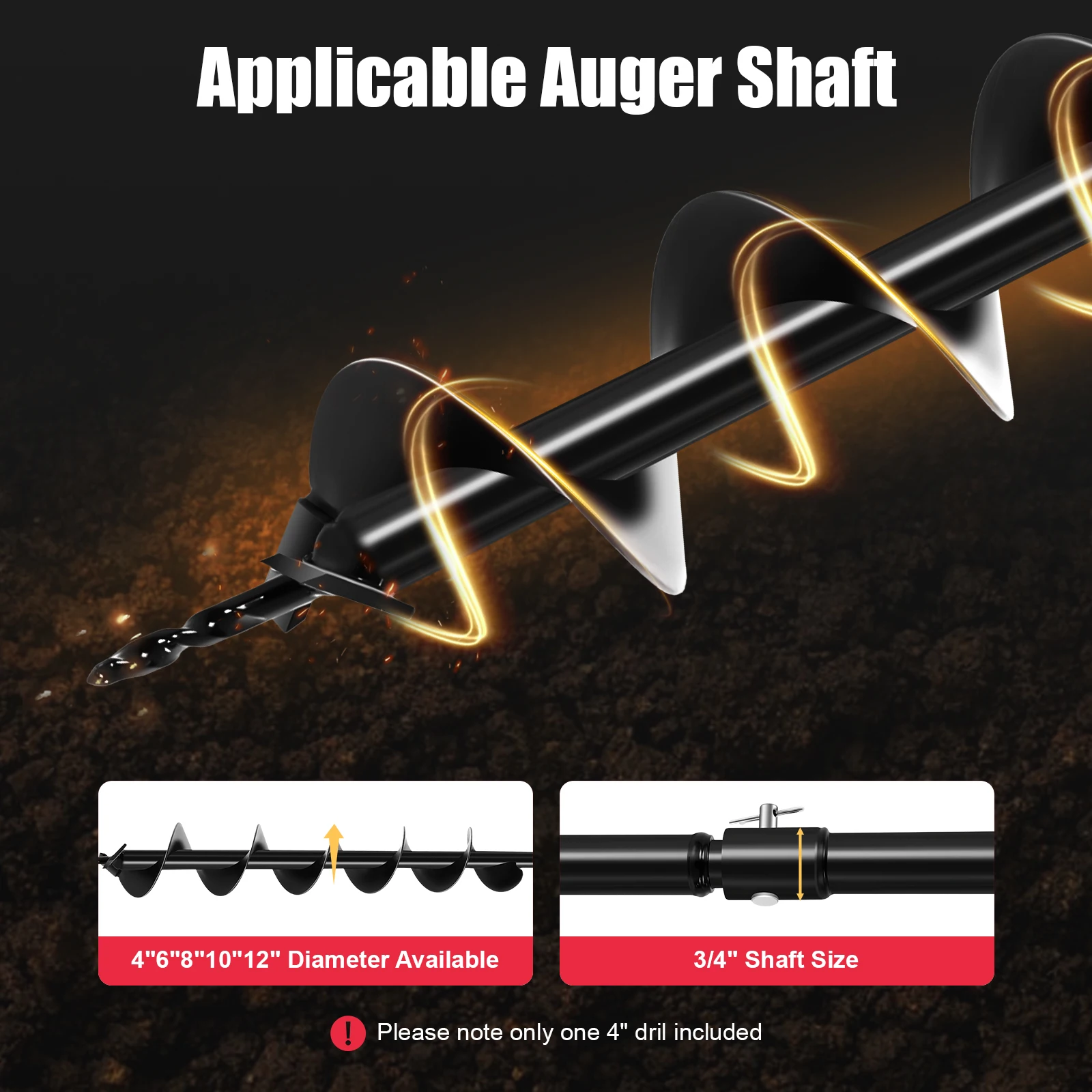 حفار كهربائي بقدرة 1500 وات مع مثقاب 4 بوصة، مثقاب أرضي، مثقاب لزراعة الحفر، مثقاب ثقب آخر يدوي للحديقة