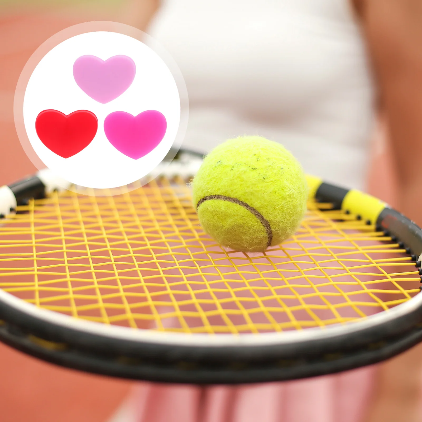 

6Pcs Tennis Racket Vibration Dampeners Silicone Heart Shape Shock Absorbers Easy Installation Vibration Reduction