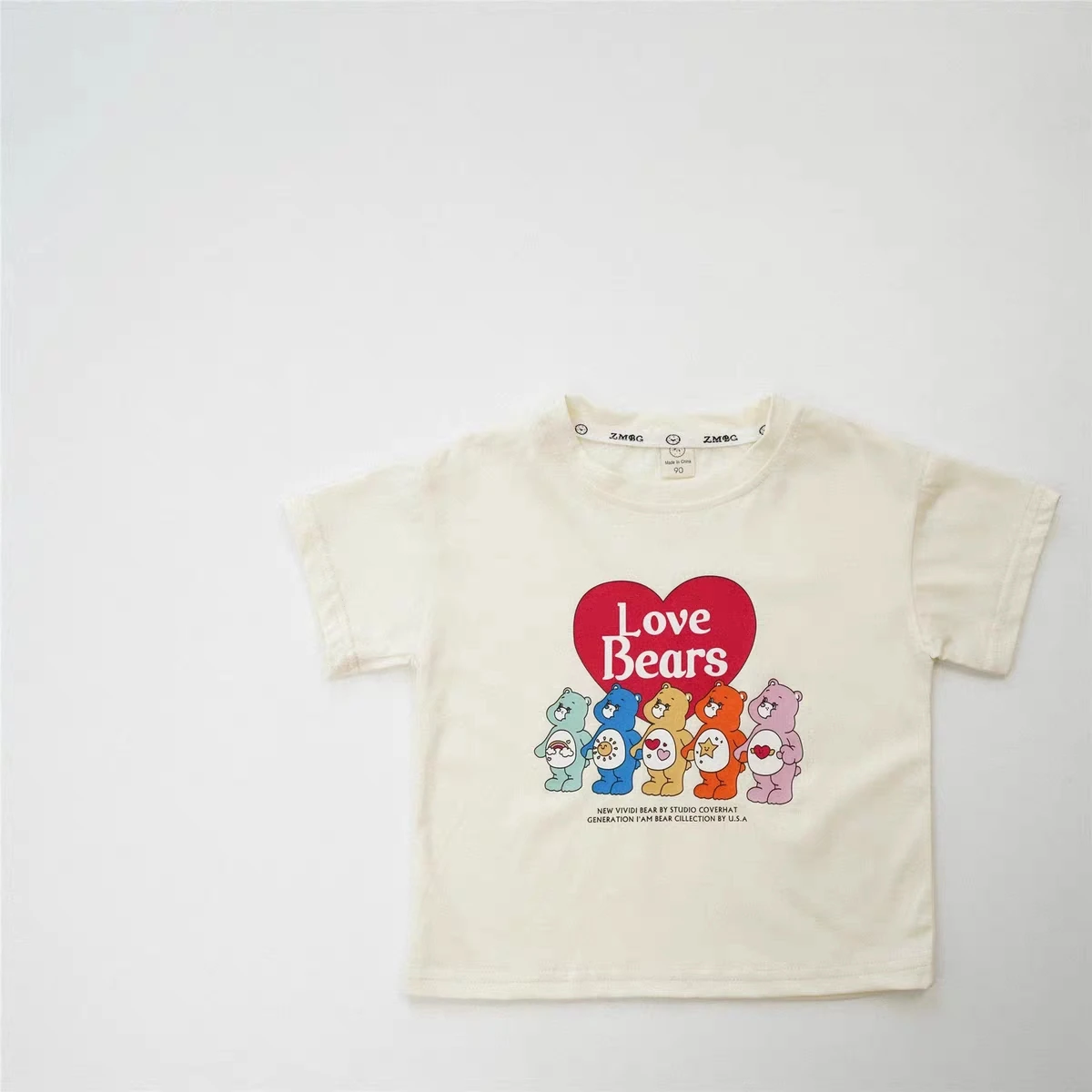 T-shirt da bambina stampata con orsetto carino 2024 nuovo abbigliamento estivo magliette a maniche corte per bambini magliette da ragazza in cotone