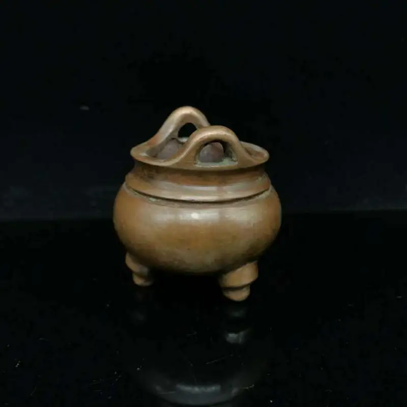 Collect China Ming Dynasty Xuande Year Bronze Tripod Shape Small Incense Burner