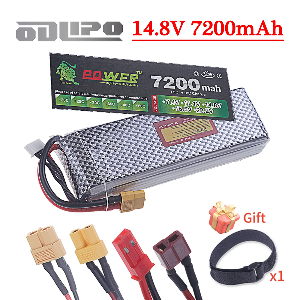 

4S Batteries 60C MAX 7200mAh 14.8V Lipo Battery For FPV Racing Drone RC Quadcopter For RC Drones Cars Spare Parts XT60 T XT30